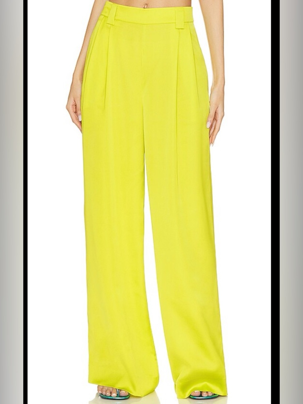 Vero Moda Livaanni Wide Dad Pants Lime Green High Rise S/32